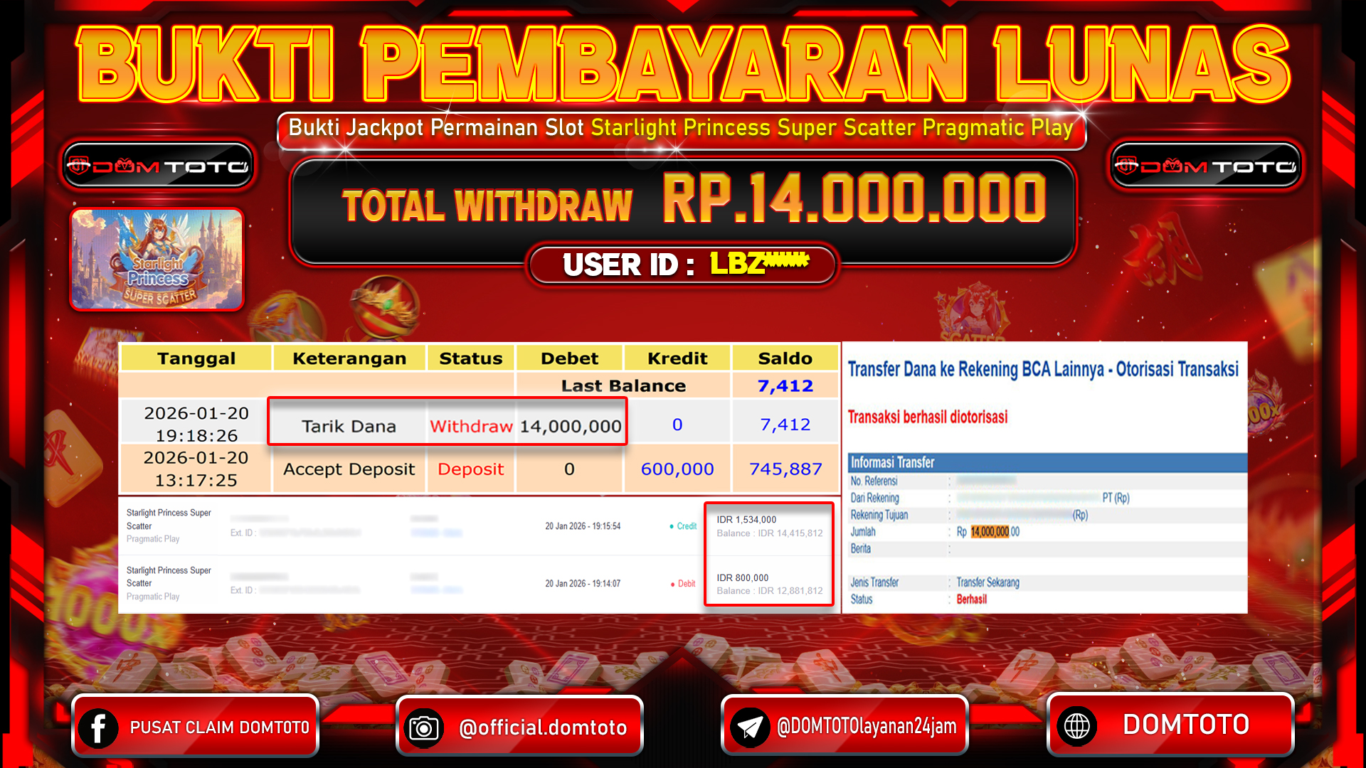 JACKPOT SLOT Starlight Princess Super Scatter Pragmatic Play 20 JANUARI 2026